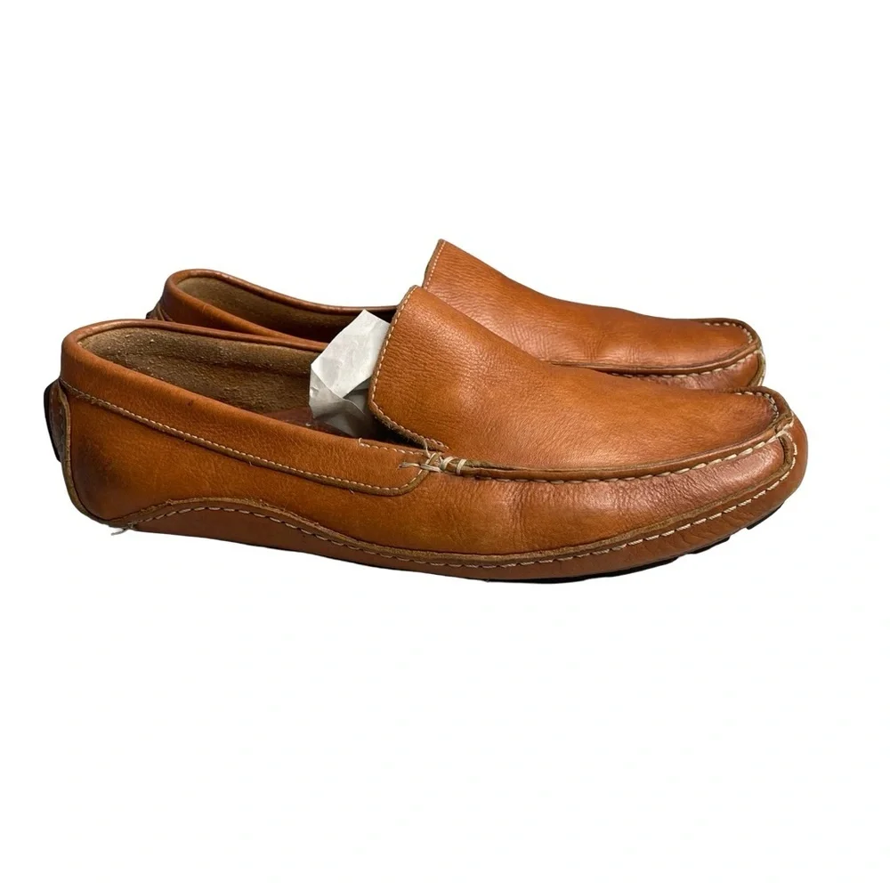Saks Fifth Ave model 6433 Men's Tan all leather driving Loafers size 10 M
